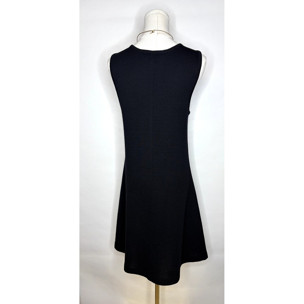 Andrea Jovine Black Pure Virgin Wool Sleeveless Scoop Neck A-Line Knit Dress S - Picture 4 of 8